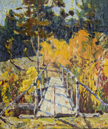 Коровай Елена Людвиговна. Мостик в лесу. Барнаул. Холст, масло. 58х49,5. Государственный художественный музей Алтайского края, Барнаул.