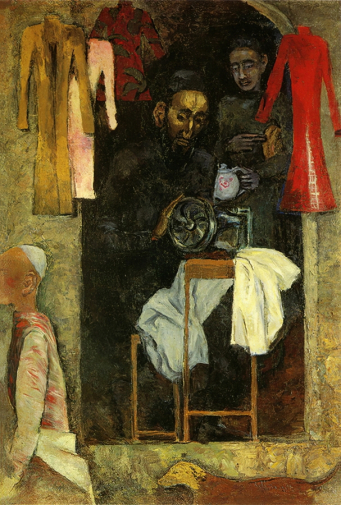 Коровай Елена Людвиговна. Портные Бухары. Холст, масло. 108х74,5. 1932. Государственный музей искусств имени И.В.Савицкого.