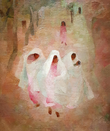 Коровай Елена Людвиговна. Розовые женщины. Утро. Начало. Холст, масло. 84х69,5. 1930-е. Государственный музей искусств имени И.В.Савицкого.