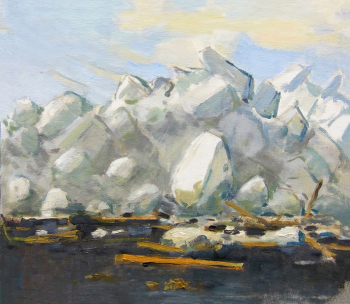 Свиридов Николай Александрович. Дудинка. Торосы. Картон, масло. 40х46,5. 1979. Таймырский краеведческий музей.