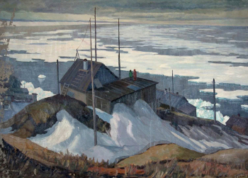 Сумин Валентин Павлович. Ледоход на Енисее в районе Дудинки. Холст, масло. 97х68,5. 1962. Историко-этнографический музей-заповедник Шушенское.