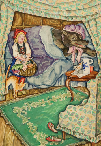 Ольшанецкая-Файдыш Лия (Лидия) Ильинична. Красная Шапочка. Картон, акварель, темпера. 70х49. 1978. Калужский музей изобразительных искусств.