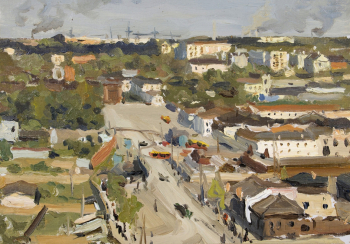 Корнеев Борис Васильевич. Барнаул. Этюд. Картон, масло. 17,1х24,3. 1953. Государственный художественный музей Алтайского края.