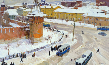 Вагин Борис Иванович. Зима в Туле. Холст, масло. 60х102. 1967. Художественная культура Русского Севера.