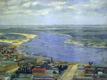 Боголюбов Алексей Петрович. Вид Киева с Подола. Доска, масло. 16х21,5. 1877. Вологодская областная картинная галерея.