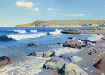 Шильдер Андрей Николаевич. Морской прибой. Холст, масло. 75,3х106. 1905. Рыбинский государственный историко-архитектурный и художественный музей-заповедник.
