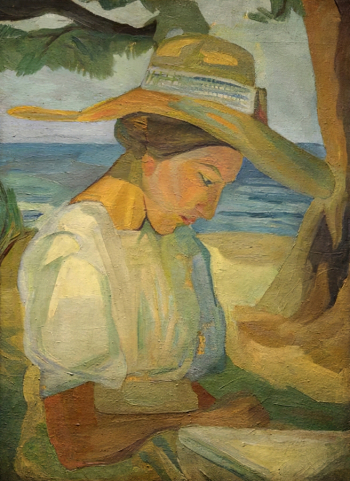 Лермонтова Надежда Владимировна. Автопортрет. Холст, масло. 83,2х61,1. 1910. Местонахождение картины неизвестно.