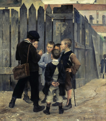 Башкирцева Мария Константиновна. Совещание. Холст, масло. 193х177. 1884. Музей Орсе.