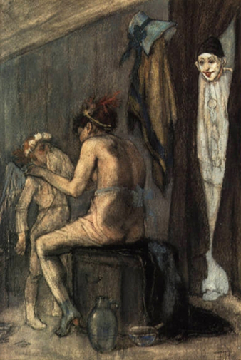 Фелисьен Ропс. Венера и сморкающийся Амур. Бумага, пастель, гуашь. 21,8х14,8. 1878-1881. Музей Фелисьена Ропса.