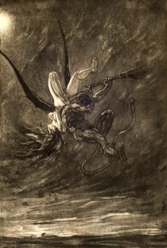Фелисьен Ропс. Похищение. Бумага, офорт. 27,8х20. 1882. Музей Майкла Карлоса.