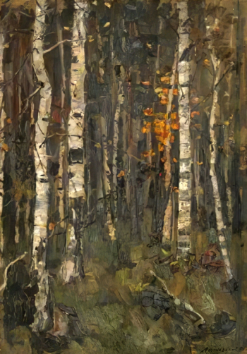 Якушевский Станислав Фаустинович. Мещёрский лес. Картон, масло. 70х50. 1965. Государственный музей-заповедник С.А.Есенина.