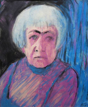 Бубнова Варвара Дмитриевна. Автопортрет. Бумага, акварель, гуашь. 36,5х30,8. 1968. Соликамский краеведческий музей.