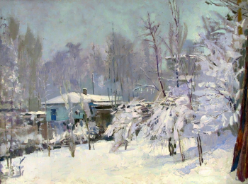 Лунёв Александр Петрович. Зима в Ташкенте. Картон, масло. 60,5х79,8. 1956. Астраханская государственная картинная галерея имени П.М.Догадина.