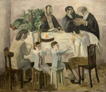 Кулагина Мария Эдвардовна. День рождения. Холст, масло. 130х150. 1992. Музей изобразительных искусств Кузбасса.
