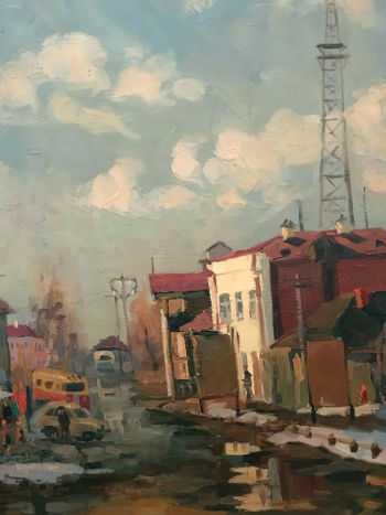 Светлицкий Владимир Алексеевич. Городской пейзаж. Холст, масло. 67х45. Вторая половина 20 века. Республиканский музей изобразительных искусств (Марий Эл).