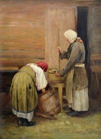 Архипов Абрам Ефимович. Капустницы. Холст, масло. 53х38,5. 19 век. Новосибирский государственный художественный музей.