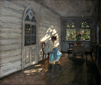 Жуковский Станислав Юлианович. На террасе. Холст, масло. 70,5х84. 1904. Омский областной музей изобразительных искусств имени М.А.Врубеля.