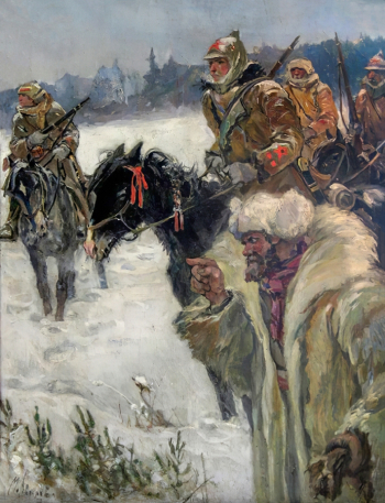 Авилов Михаил Иванович. Красноармейская разведка. Холст, масло. 82х62. Государственный мемориальный музей А.В.Суворова.