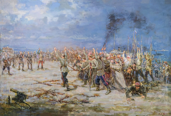 Яссиевич Николай Никодимович. Победа Красной Армии над Врангелем. Холст, масло. 50х65. 20 век. Государственный музей политической истории России.