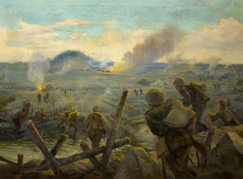 Титов Ярослав Викторович. Штурм Самбатуксы. Холст, масло. 134х181,5. 1944. Лодейнопольский историко-краеведческий музей.