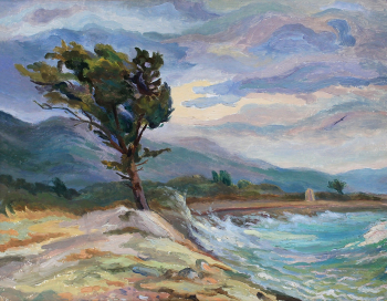 Песочина София Александровна. На `Малой земле`. Картон, масло. 48х61. 1976. Таганрогский художественный музей.