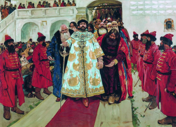 Иванов Сергей Васильевич. Великий государь, царь и самодержец всея Руси. Картон, масло. 60х82. 1908. Картина уничтожена.