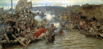Суриков Василий Иванович. Покорение Сибири Ермаком. Холст, масло. 599х285. 1895. Государственный Русский музей.