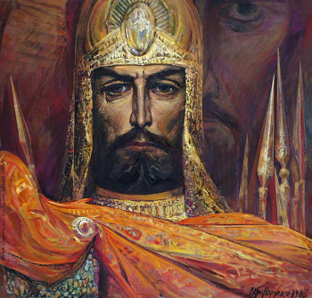 Криворучко Василий Павлович. Портрет Великого князя Московского Дмитрия Ивановича Донского. Холст, масло. 82х82. 1983-1986. Государственный военно-исторический и природный музей-заповедник `Куликово поле`.