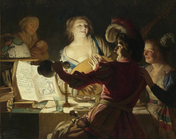 Геррит ван Хонтхорст. Компания. Доска, масло. 125х156. 1620-е. Старая Пинакотека (Мюнхен).