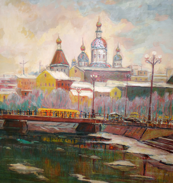 Конев Фёдор Степанович. Харьков весной. Картон, акварель. 50х42. 1970. Курский областной краеведческий музей.