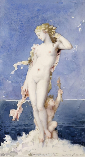 Гюстав Моро. Афродита. Бумага, акварель, гуашь. 24,4х14,7. 1870. Музей Фогга.