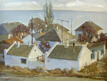 Крыжевский Ян Юлианович. Ранней весной в Керчи. Картон, масло. 75х100. 1983. Вологодская областная картинная галерея.