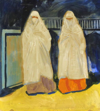 Школьник Иосиф Соломонович. Две женщины. Картон, гуашь. 41,8х39. Саратовский государственный художественный музей имени А.Н.Радищева.