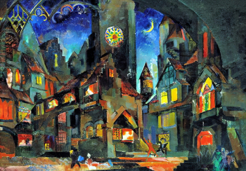 Фёдоровский Фёдор Фёдорович. Ночной город. Холст, масло. 57,5х80. 1929. Государственная Третьяковская галерея.