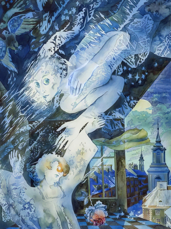 Литвиненко Николай Иванович. Снежная королева. Бумага, акварель. 67х51. 1979. Воронежский областной художественный музей имени И.Н.Крамского.