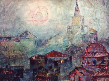 Ахмадеев Ильдар Каюмович. Сумерки. Казань. Фанера, масло. 75х100. 20 век. Государственный музей изобразительных искусств Республики Татарстан.