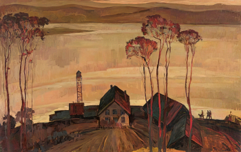 Коновалов Иван Яковлевич. Пограничная застава. Картон, масло. 95х150. 1974. Краснодарский краевой художественный музей имени Ф.А.Коваленко.