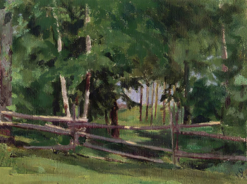 Осипова Ксения Николаевна. Лесная опушка. Холст, масло. 19,3х25,6. 1940-е. Музей изобразительных искусств Республики Карелия.