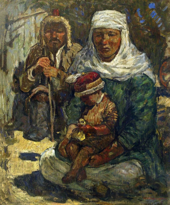Чашников Иван Диомидович. Среднеазиатская семья. Из серии `В Казахстане`. Холст, масло. 57х47. 1925. Вологодская областная картинная галерея.