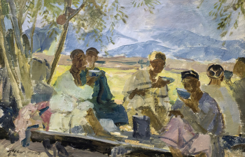 Шегаль Григорий Михайлович. Казахи. Холст, масло. 32х48. 1939. Государственный художественный музей Алтайского края.