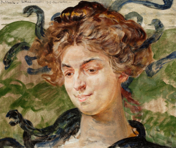 Яцек Мальчевский. Портрет актрисы в образе Медузы. Холст, масло. 40х50. 1903. Национальный музей (Варшава).