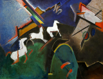 Стенберг Георгий Августович. Лошадки. Картон, масло. 23х31. 1920. Краснодарский краевой художественный музей имени Ф.А.Коваленко.