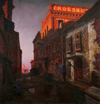 Галкин Иннокентий Агапович. Томский двор. Холст, масло. 63,8х61,2. 1989. Томский областной художественный музей.