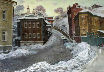 Черёмин Василий Васильевич. Томск. Октябрьский взвоз. Холст, масло. 80х115. 1982-1984. Томский областной художественный музей.