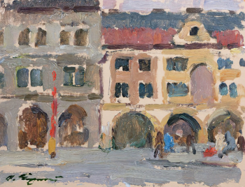 Еремеев Олег Аркадьевич. Прага. Картон, масло. 17,8х23. 1966. Новгородский государственный объединенный музей-заповедник.