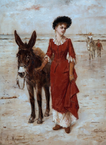 Альберт Розенбум. Молодая леди с ослом. Доска, масло. 23х32. 1865-1875. Частное собрание.