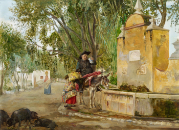 Бернардо Феррандис. Священник на осле. Холст, масло. 24х33. 1885. Музей Кармен Тиссен (Малага).