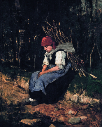 Михай Мункачи (Михай Либ). Сборщица хвороста. Доска, масло. 99,7х80,3. 1873. 
Венгерская национальная галерея.