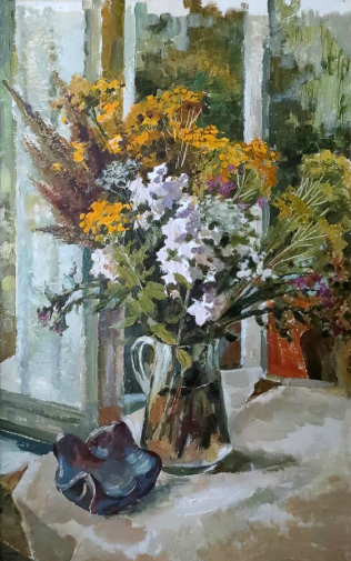 Дюпинский Станислав Иванович. Пижма. Картон, масло. 80,2х50. 1980-е. Кинешемский художественно-исторический музей.