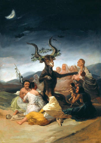 Франсиско Гойя. Шабаш ведьм в стране басков. Холст, масло. 43х30. 1797-1798. Музей Ласаро Гальдиано.